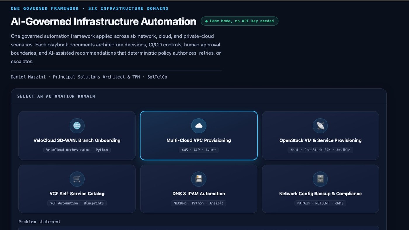 AI-Governed Infrastructure Automation interface preview